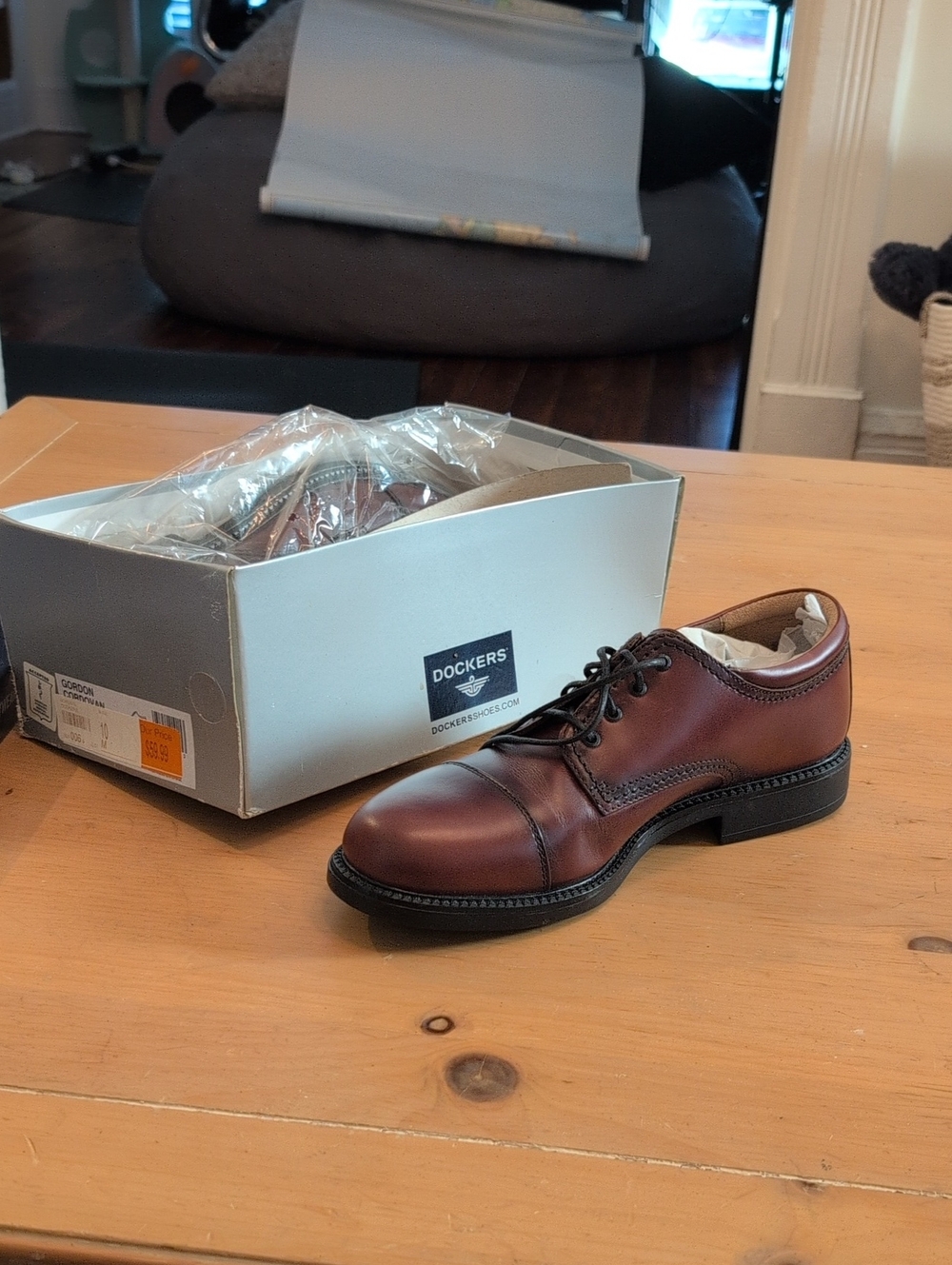 Dockers Burgundy Wine Leather Cap-Toe Oxford
